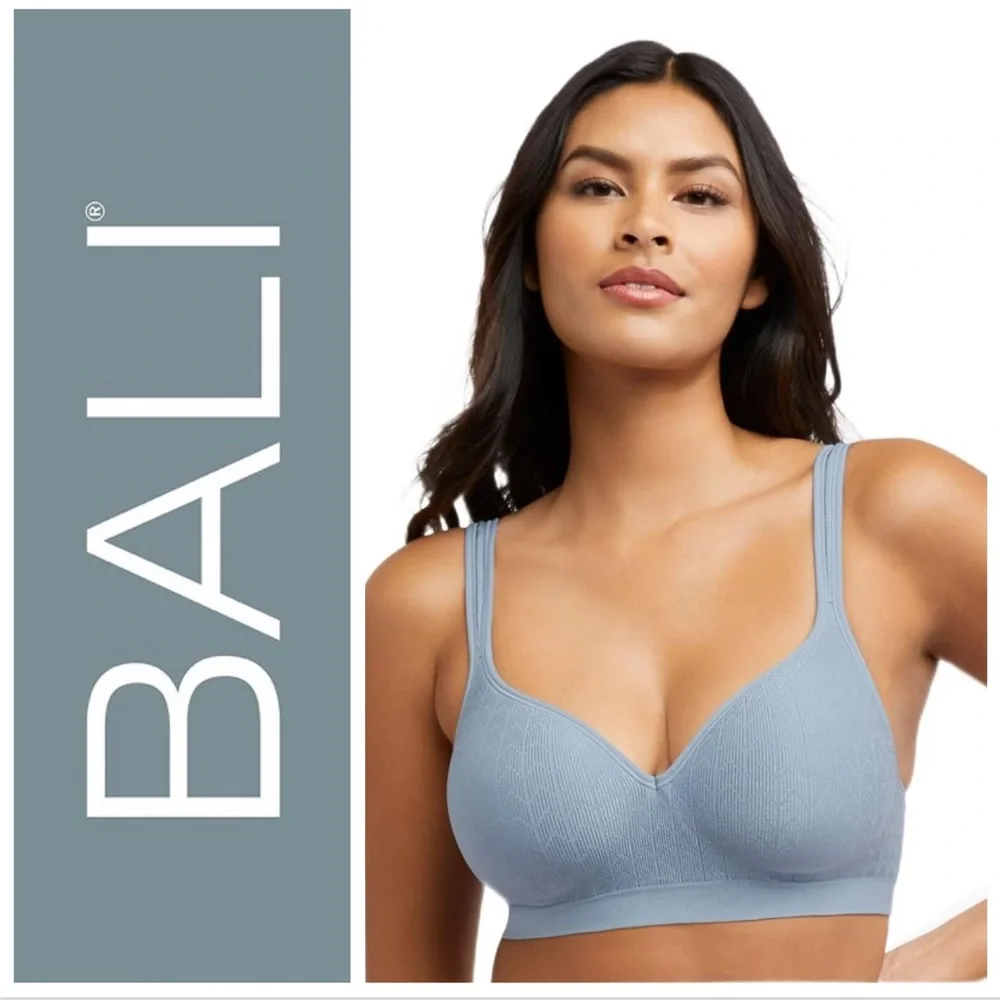 Bali 40B Bra Comfort Revolution wireless padded Wire-Free periwinkle blue NWT